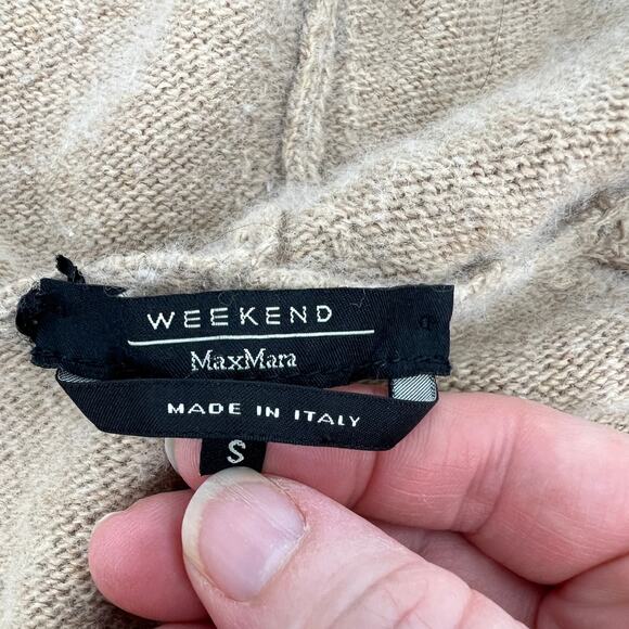 Weekend Max Mara Hooded Cardigan Wool Cashmere Blend Women S Tan Open Front READ - Picture 7 of 11